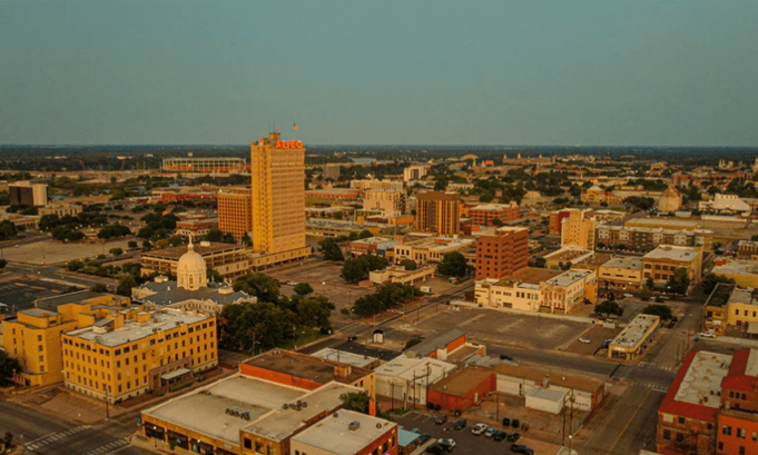 Aerial view of downtown Waco, Texas